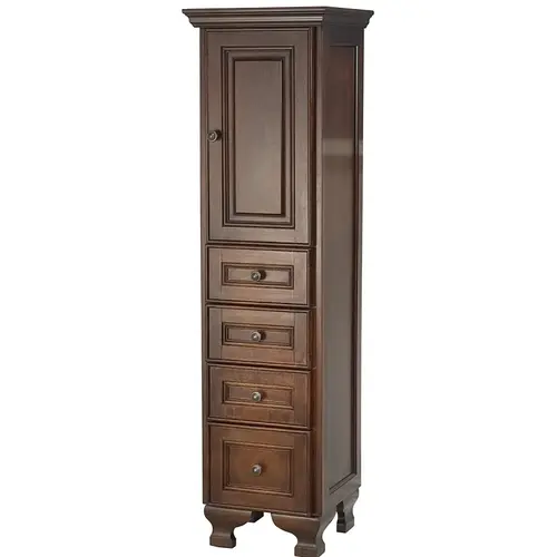 Floor Cabinet, 1-Door, 1-Shelf, 4-Drawer, Linen/Wood, Dark Walnut Floor Cabinet, 1-Door, 1-Shelf, 4-Drawer, Linen/Wood, Dark Walnut