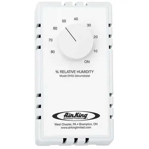 Humidity Sensing Switch, White, For: Exhaust Fans