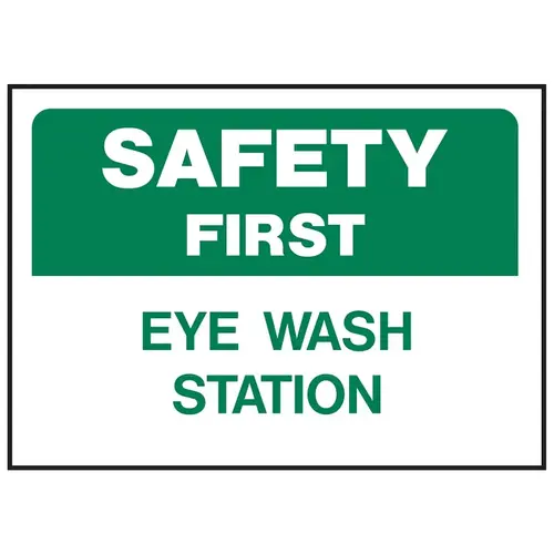 Safety Sign, Rectangular, EYE WASH STATION, Green Legend, White Background, Polyethylene Safety Sign, Rectangular, EYE WASH STATION, Green Legend, White Background, Polyethylene