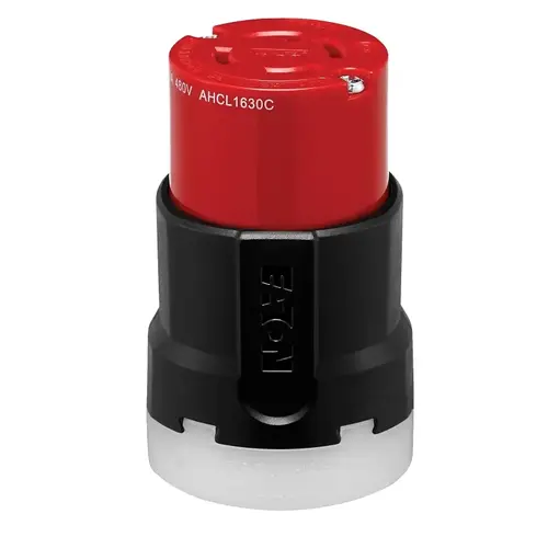 Ultra-Grip Locking Connector, 3 -Pole, 30 A, 480 VAC, NEMA: NEMA L16-30, Black/Red