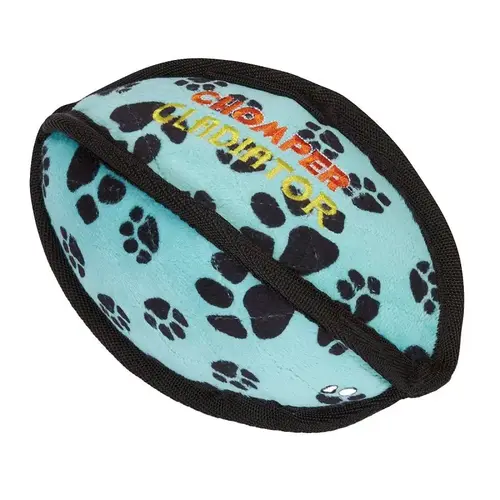 Dog Toy Gladiator Black/Blue Tuff Football Nylon/Plush Large Black/Blue