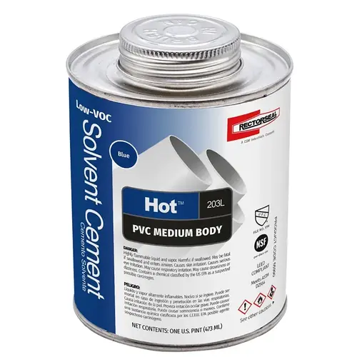 Solvent Cement Hot Blue For PVC 16 oz Blue