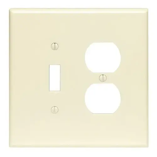 2-Gang 1-Toggle 1-Duplex Combination Wall Plate, Ivory