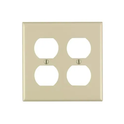 86016 Receptacle Wallplate, 4-1/2 in L, 4-9/16 in W, 2 -Gang, Thermoset Plastic, Ivory, Smooth