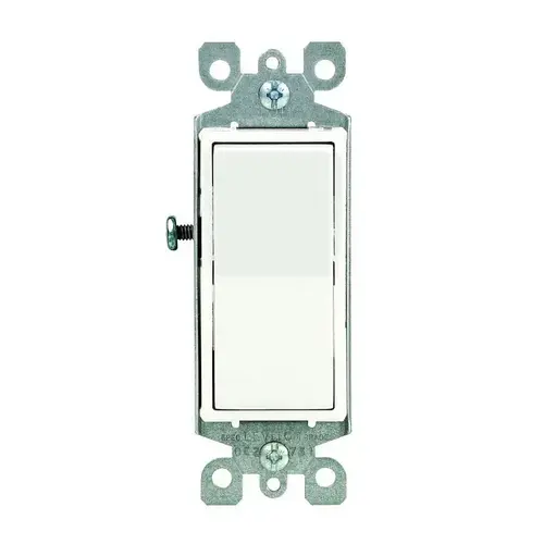 Decora 15 Amp Single Pole Rocker AC Quiet Light Switch, White - pack of 10
