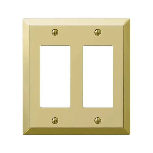 Wall Plate Century Polished Brass Beige 2 gang Stamped Steel Rocker Polished Brass