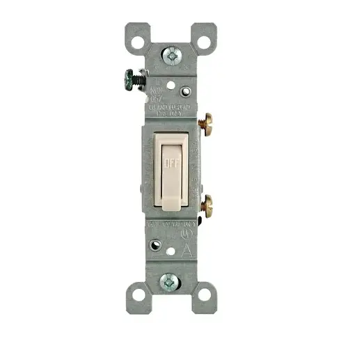 15 Amp Single-Pole Toggle Light Switch, Light Almond