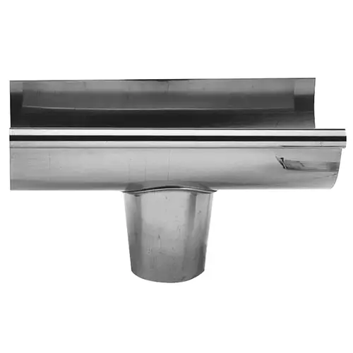 Gutter End With Drop Outlet, Galvanized, For Use With 5-In. Half Round Gutter Gray