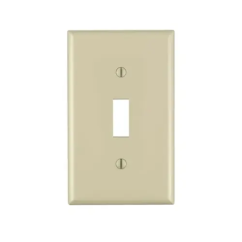 Wallplate, 4-1/2 in L, 2-3/4 in W, 1 -Gang, Nylon, Ivory, Smooth Wallplate, 4-1/2 in L, 2-3/4 in W, 1 -Gang, Nylon, Ivory, Smooth