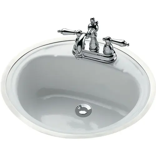 Daffodil Oval Flat-Rim Drop-In Bathroom Sink in White