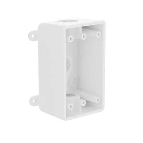 1-Gang Weatherproof Electrical Box, NEMA 3R, Threaded Outlets, White 1-Gang Weatherproof Electrical Box, NEMA 3R, Threaded Outlets, White
