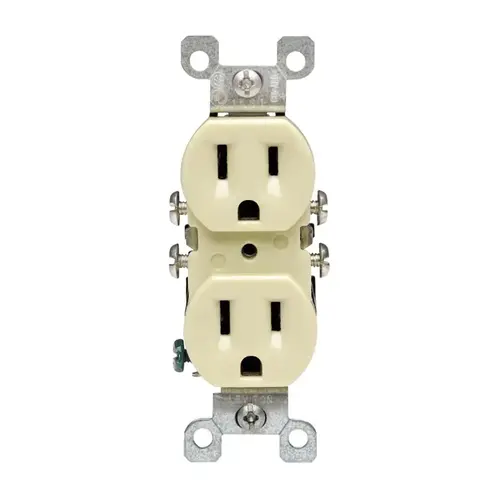 Duplex Receptacle, 2 -Pole, 15 A, 125 V, Side Wiring, NEMA: 5-15R, Ivory