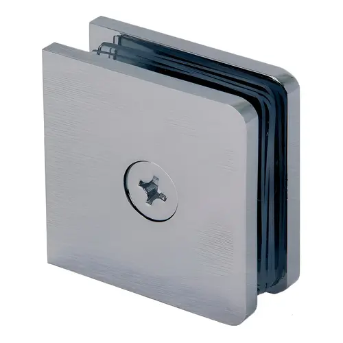Junior Traditional Fixed Panel Clamp, Brass Material, 1/4" Glazing Thickness, 1-3/4" Height, Gray Finish