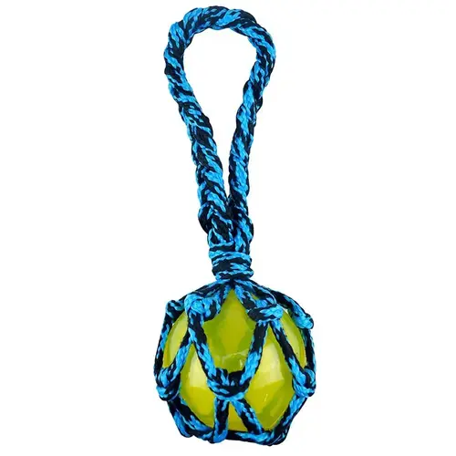 Dog Toy, Squeaker Toy, Paracord Rope Tug with Squeaky Ball, Blue Dog Toy, Squeaker Toy, Paracord Rope Tug with Squeaky Ball, Blue
