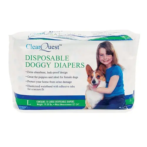 Disposable Large Doggy Diapers, 12 to 24 in W Disposable Large Doggy Diapers, 12 to 24 in W
