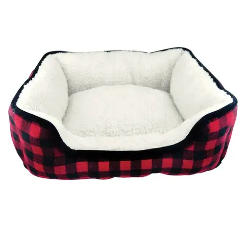 Slumber Pet Cuddler Bed, 20 in L, 16 in W, Buffalo Pattern, Polyester Fill, Sherpa Cover Slumber Pet Cuddler Bed, 20 in L, 16 in W, Buffalo Pattern, Polyester Fill, Sherpa Cover