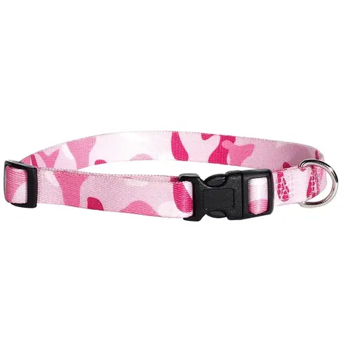 Dog Collar, D-Ring Link, 18 to 26 in L Collar, 1 in W Collar, Nylon, Pink Camo Dog Collar, D-Ring Link, 18 to 26 in L Collar, 1 in W Collar, Nylon, Pink Camo