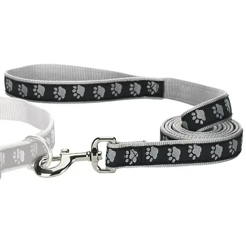 Two-Tone Pawprint Dog Lead, 4 ft L, 5/8 in W, Nylon Line, Black Two-Tone Pawprint Dog Lead, 4 ft L, 5/8 in W, Nylon Line, Black