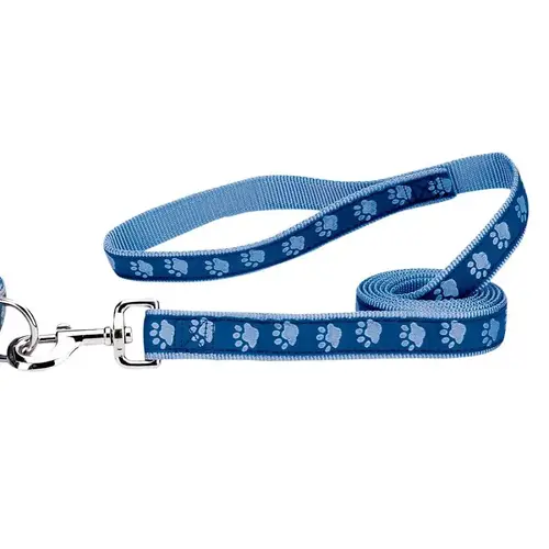 Two-Tone Pawprint Dog Lead, 4 ft L, 5/8 in W, Nylon Line, Blue, Fastening Method: Swivel Clip Two-Tone Pawprint Dog Lead, 4 ft L, 5/8 in W, Nylon Line, Blue, Fastening Method: Swivel Clip