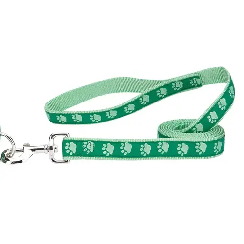 Two-Tone Pawprint Dog Lead, 4 ft L, 5/8 in W, Nylon Line, Green Two-Tone Pawprint Dog Lead, 4 ft L, 5/8 in W, Nylon Line, Green