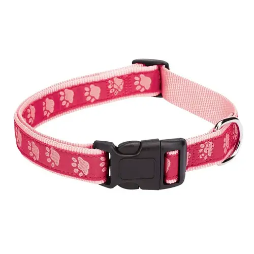 Casual Canine Dog Collar, 6 to 10 in L Collar, 3/8 in W Collar, Nylon, Pink, Two Tone Paw Print Casual Canine Dog Collar, 6 to 10 in L Collar, 3/8 in W Collar, Nylon, Pink, Two Tone Paw Print