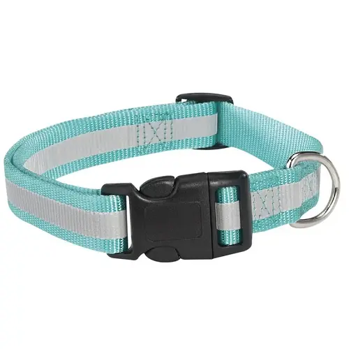 Dog Collar, 18 to 26 in L Collar, 1 in W Collar, Nylon, Blue, Reflective Taping Dog Collar, 18 to 26 in L Collar, 1 in W Collar, Nylon, Blue, Reflective Taping