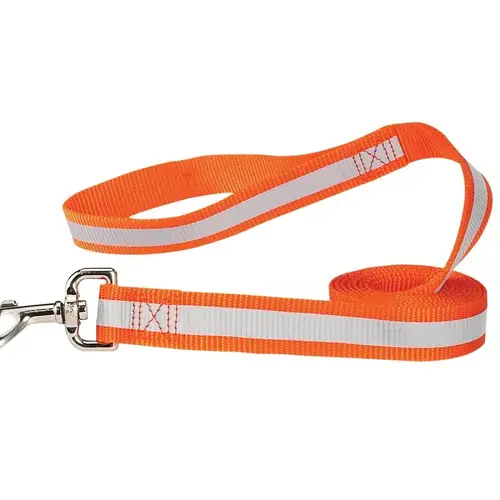 Reflective Dog Lead, 4 ft L, 5/8 in W, Nylon Line, Orange, Fastening Method: Swivel Clip Reflective Dog Lead, 4 ft L, 5/8 in W, Nylon Line, Orange, Fastening Method: Swivel Clip