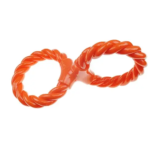 Dog Toy, Rope Double Ring Twist Tug, Thermoplastic Rubber, Orange Dog Toy, Rope Double Ring Twist Tug, Thermoplastic Rubber, Orange