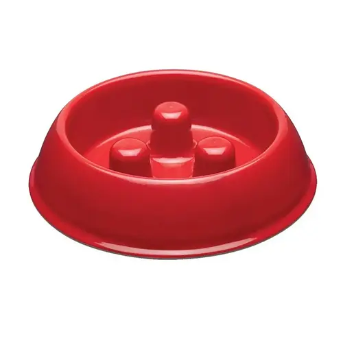Slow Feeder Bowl, S, 12 oz Volume, Plastic, Red Slow Feeder Bowl, S, 12 oz Volume, Plastic, Red