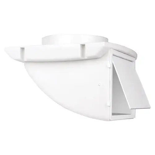 Dryer Vent Cap, 4 in Duct, Plastic, White