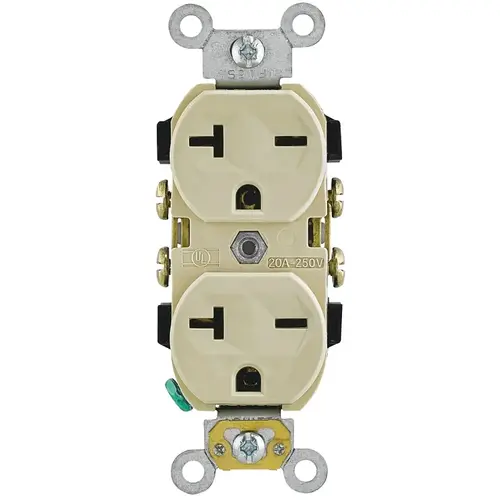 Single Receptacle, 2 -Pole, 250 V, 20 A, NEMA: NEMA 6-20R, Ivory Single Receptacle, 2 -Pole, 250 V, 20 A, NEMA: NEMA 6-20R, Ivory
