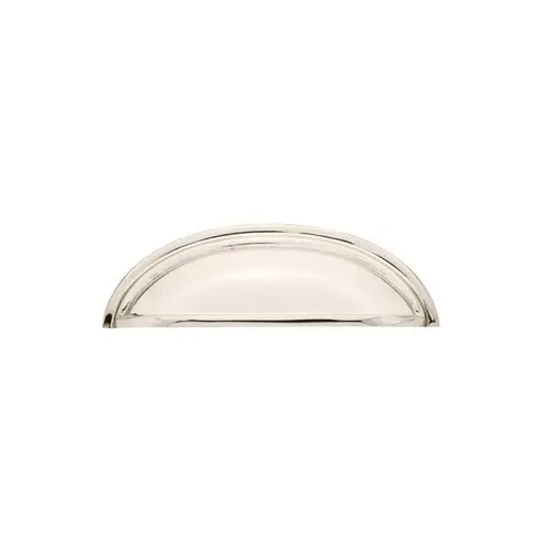 Cup Cabinet Pull 4" Center To Center Bright Nickel Finish Cup Cabinet Pull 4" Center To Center Bright Nickel Finish