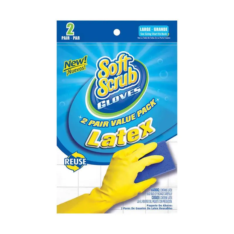 SOFT SCRUB Latex Gloves Yellow With Flocked Lining Large 2-Pr. Pair 12323-26 SOFT SCRUB Latex Gloves Yellow With Flocked Lining Large 2-Pr. Pair 12323-26