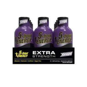 5-HOUR ENERGY 728127-XCP12 Sugar-Free Energy Drink, Liquid, Grape Flavor, 1.93 oz Bottle - pack of 12