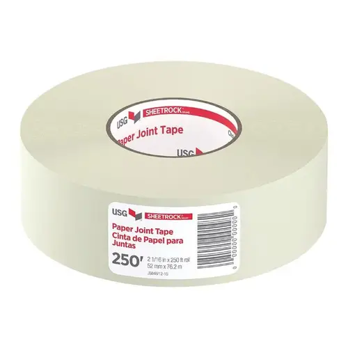 Joint Tape, 250 ft L, 2-1/16 in W, 0.0085 mm Thick, Solid, White