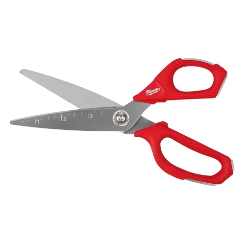48-22-4041 Jobsite Scissors, 9 in OAL, Iron Carbide Blade, Loop Handle, Black/Red Handle