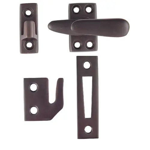 Casement Latch Standard with 3 Strikes Oil Rubbed Bronze Finish Casement Latch Standard with 3 Strikes Oil Rubbed Bronze Finish