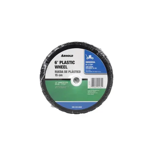 Lawn Mower Wheel, 6 x 1-1/2 in Tire, Diamond Tread, Plastic Rim Lawn Mower Wheel, 6 x 1-1/2 in Tire, Diamond Tread, Plastic Rim