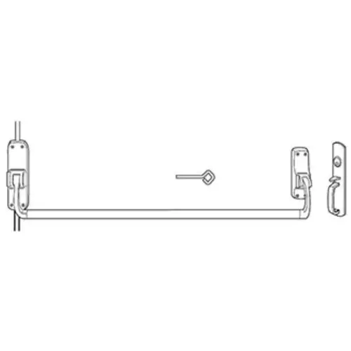 Fire Rated Surface Vertical Rod Push Bar Exit Device with Thumbpiece Trim, Bright Brass Finish