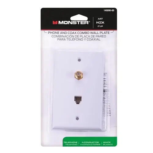 Wall Plate Just Hook It Up White 1 gang Plastic Coax/Phone White Wall Plate Just Hook It Up White 1 gang Plastic Coax/Phone White