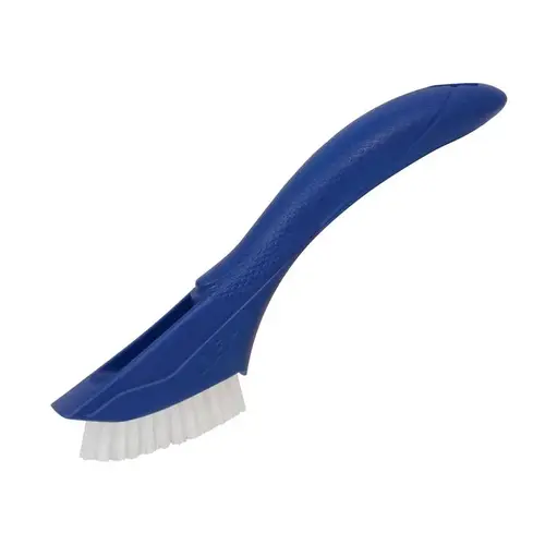 Multi-Purpose Grout and Tile Cleaning Brush with Stiff Angled Bristles Blue