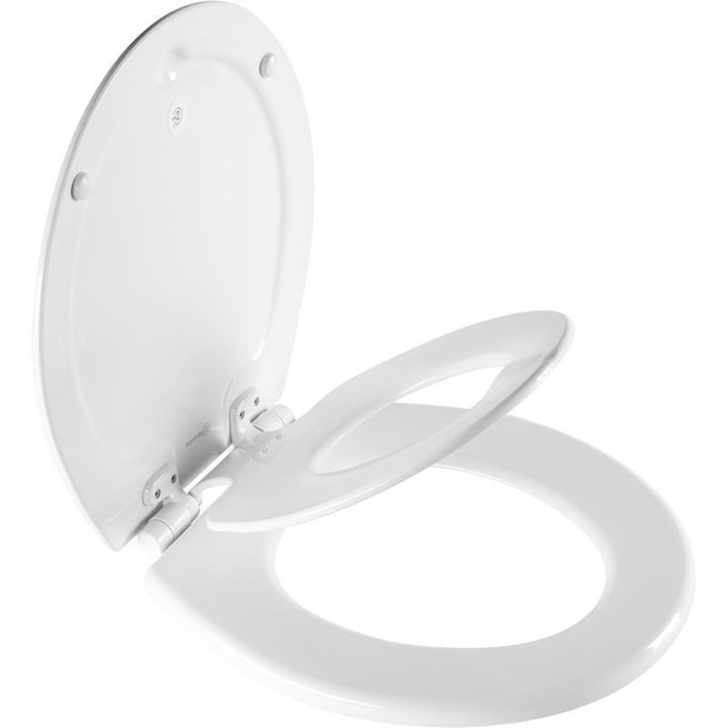 BEMIS 88SLOW 000 83SLOWA Toilet Seat, Round, Wood, White, Twist Hinge