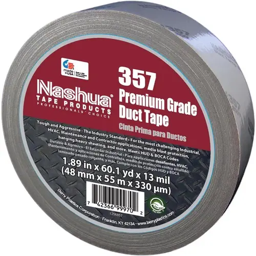 Duct Tape Premium Grade 1.89" W X 60 yd L Silver Silver