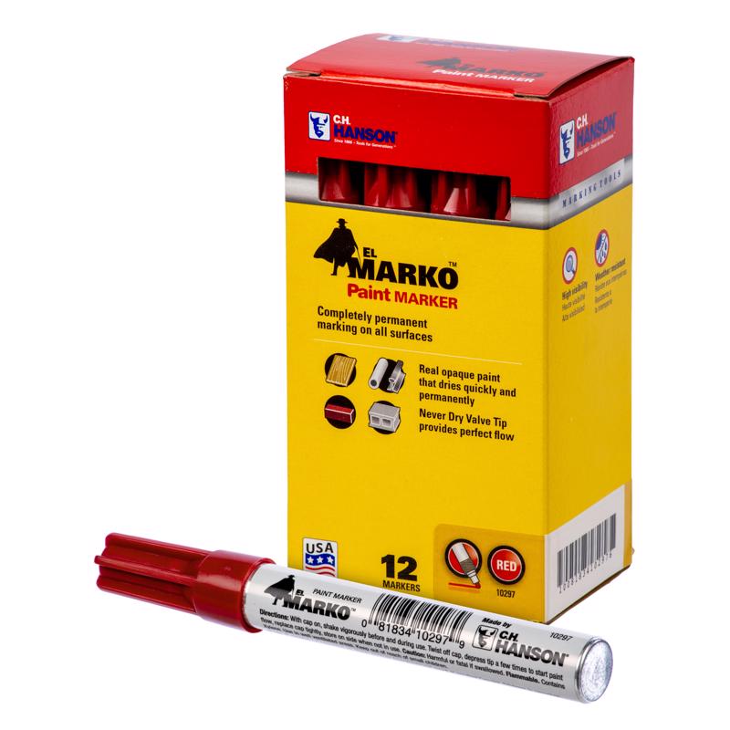 C.H Hanson 10297 El Marko Permanent Red Paint Marker Buy Now
