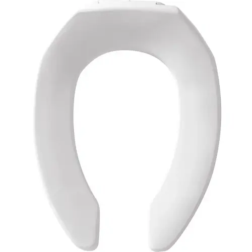 Toilet Seat, Elongated, Plastic, White, Sta-Tite Hinge