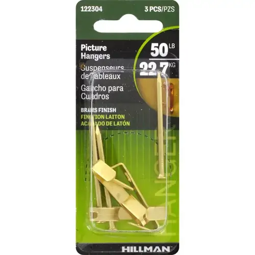 Picture Hanger AnchorWire Brass-Plated Gold Conventional 50 lb Brass-Plated - pack of 10 Picture Hanger AnchorWire Brass-Plated Gold Conventional 50 lb Brass-Plated - pack of 10