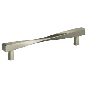Omnia 9009/170.15 6-5/8" Center to Center Modern Twisted Cabinet Pull Satin Nickel Finish