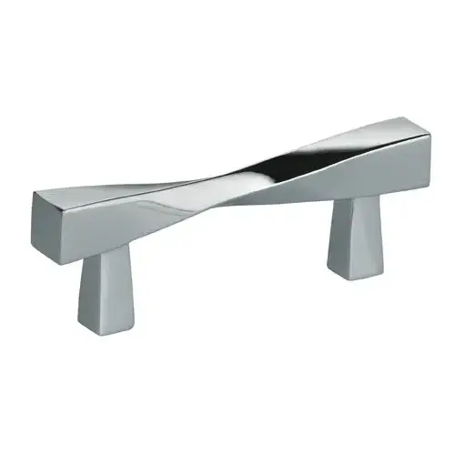 2-3/4" Center to Center Modern Twisted Cabinet Pull Bright Chrome Finish