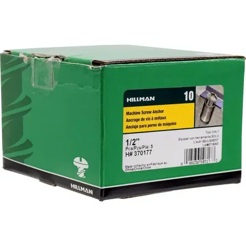 Setting Tool Machine Screw Anchor 1/2" D X 0" L Metal Round Head Setting Tool Machine Screw Anchor 1/2" D X 0" L Metal Round Head