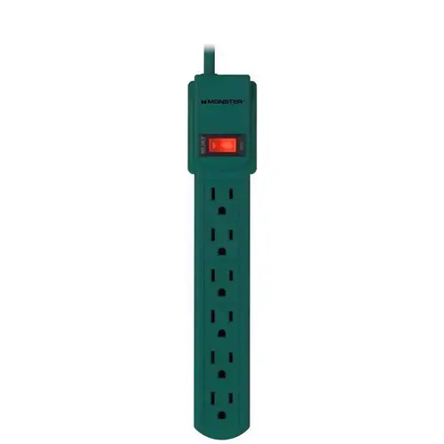 Power Strip Just Power It Up 3 ft. L 6 outlets Green Green Power Strip Just Power It Up 3 ft. L 6 outlets Green Green